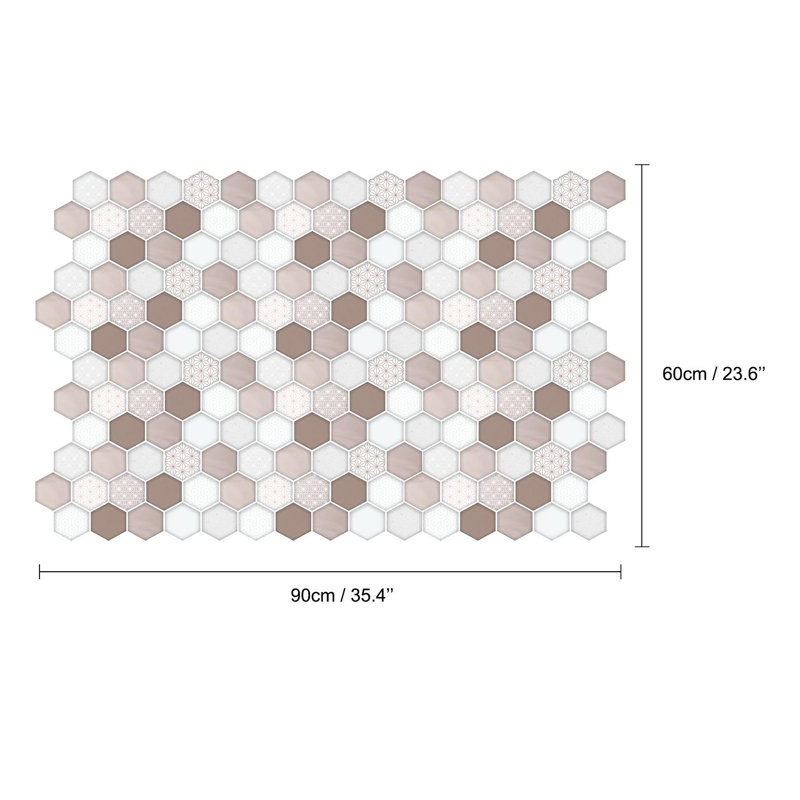 Honey Hexa Glossy 3D Tile Stickers 30 x 15cm, Brown