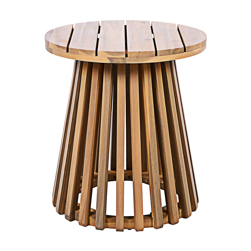 Table d'appoint d'extérieur en bois pour patio, Teck clair
