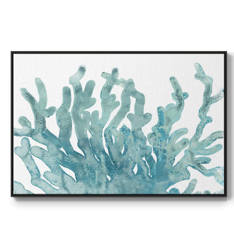Toile tendue avec châssis Blue Macro Coral III, H 27 po x l 41 po x P 2 po, Argent