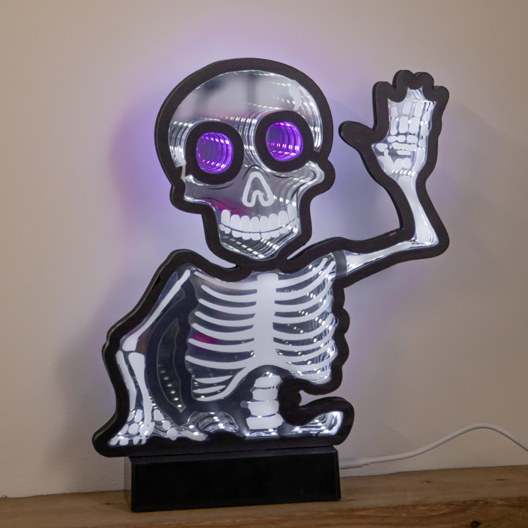 Samuel Alexander 27Cm Light-Up Halloween Skeleton Infinity Mirror With Leds - Purple - Image 6