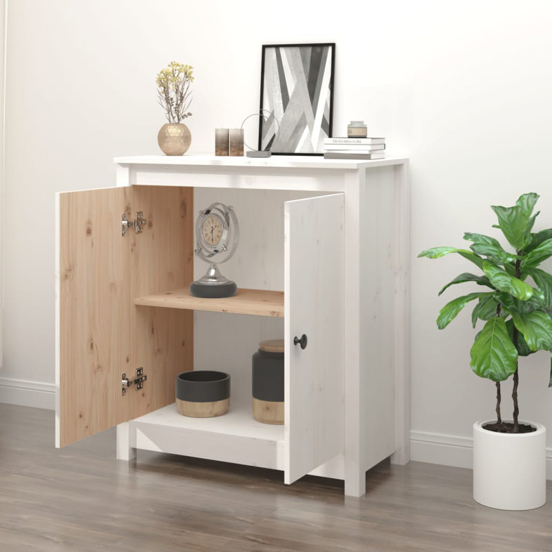 Bomera Solid Wood Rectangle Accent Cabinet, White
