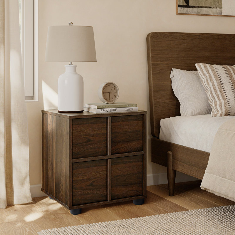 21.65" H Mid-Century Walnut Nightstand