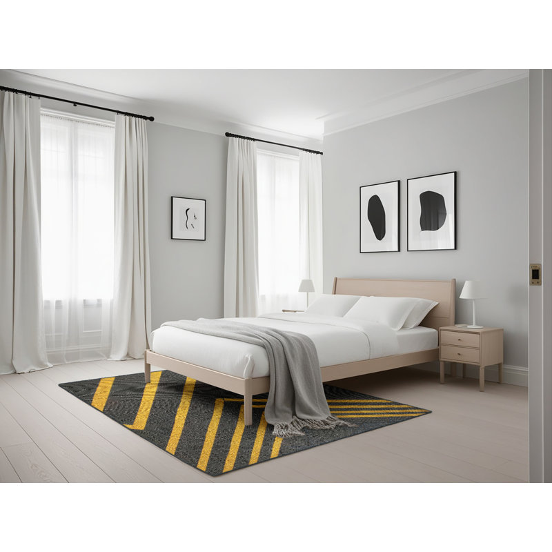 Tapis à motifs noir / jaune, Rectangle 5 pi x 7 pi