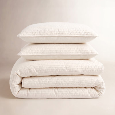 100% French Linen Channel Quilted Breathable Quilt Set With Shams