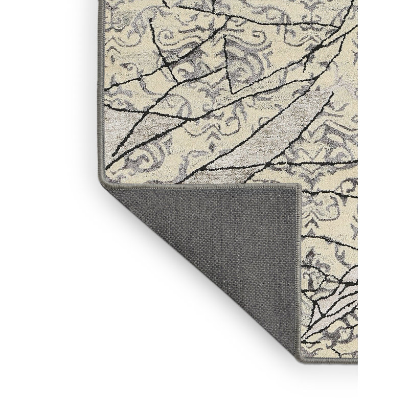 Tapis contemporain beige / noir, Rectangle 5 pi x 7 pi