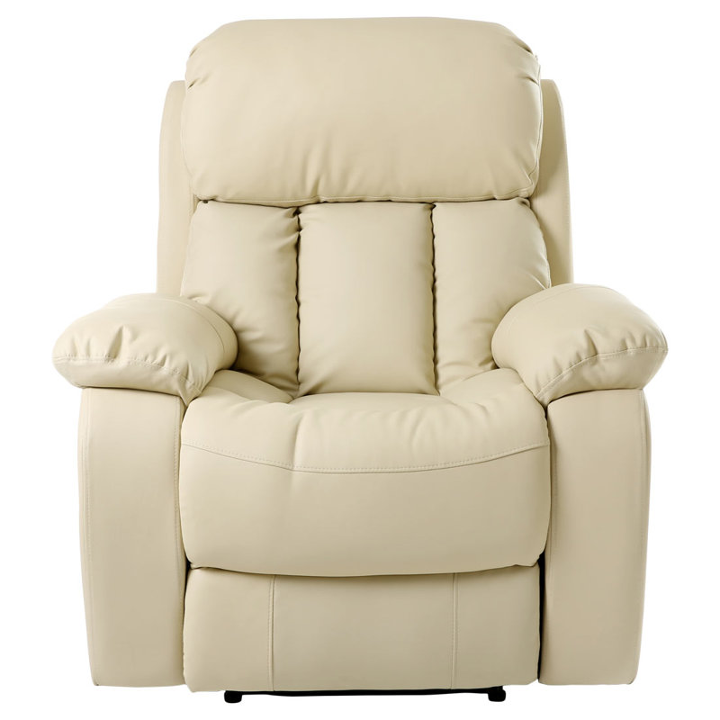 Faux Leather Heated Massage Chair, Manual, Cream