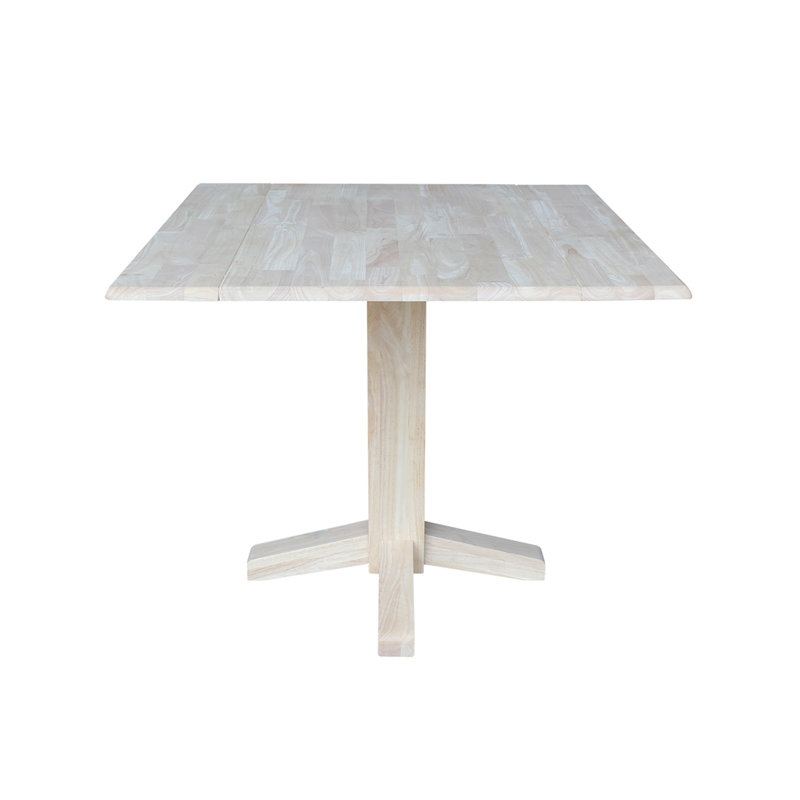 Lesha Dual Drop Leaf Solid Wood Dining Table, Unfinished/Unfinished