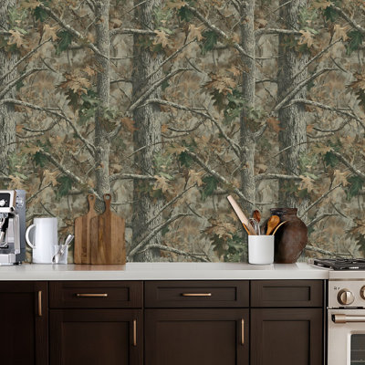 Peel and Stick Wallpaper Autumn Forest Oak Tree Branches Falling Leaves Contact Paper Removable Self Adhesive Wall Mural Wall Decor for Bedroom Kitchen Cabinets 17.7in x 118in