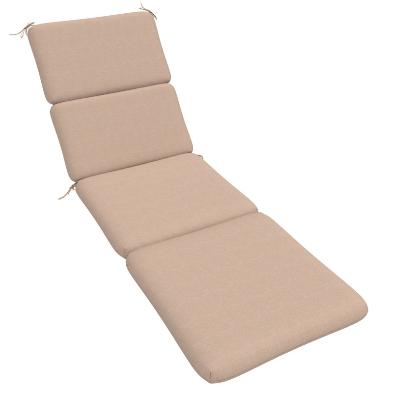 Outdoor Olefin Rectangle Lounge Chair Cushion Foam, UV Resistant Chaise Lounge Outdoor, Beige, Set of 2