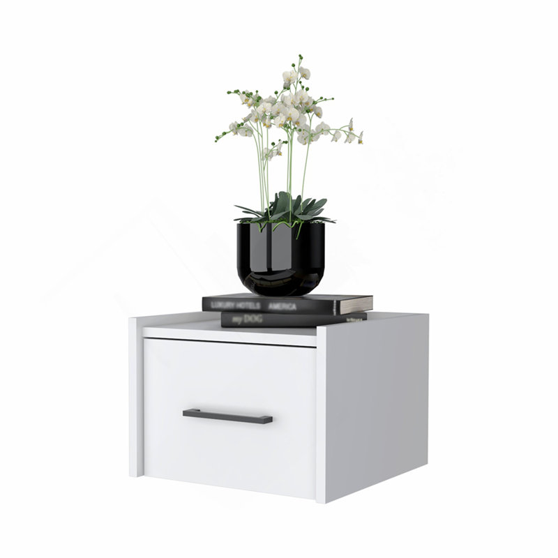 White Wall-Mounted Floating Nightstand