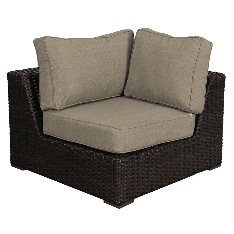 Chaise d'extérieur de coin avec coussins Sunbrella Sireci, Taupe