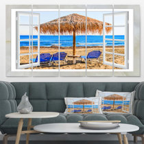  ForJoy Beach View With Window Art Coastal Bird Pictures Window  View Canvas Wall Art Window Beach Poster Beach Window Wall Art Seagull for  Bedroom,Living Room,Kitchen,Office(12X16X1 Panel): Posters & Prints