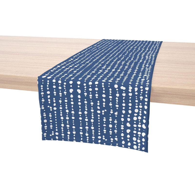 Table Runner, 100% Cotton, 16X108", Dots In Stripes, 72" L x 16" W
