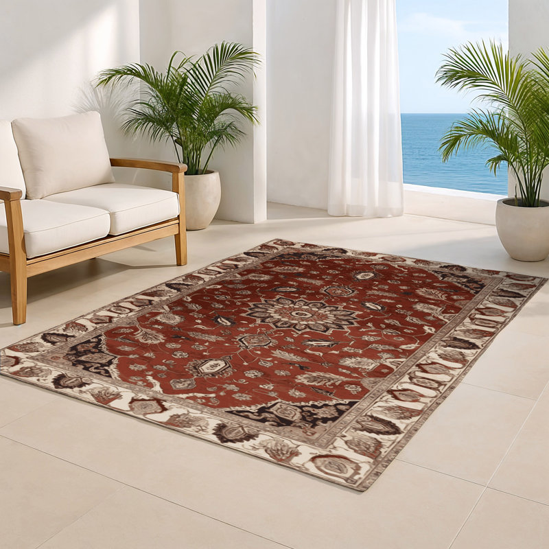 Tapis d'intérieur et d'extérieur brun Persian, Rectangle 5 pi x 7 pi