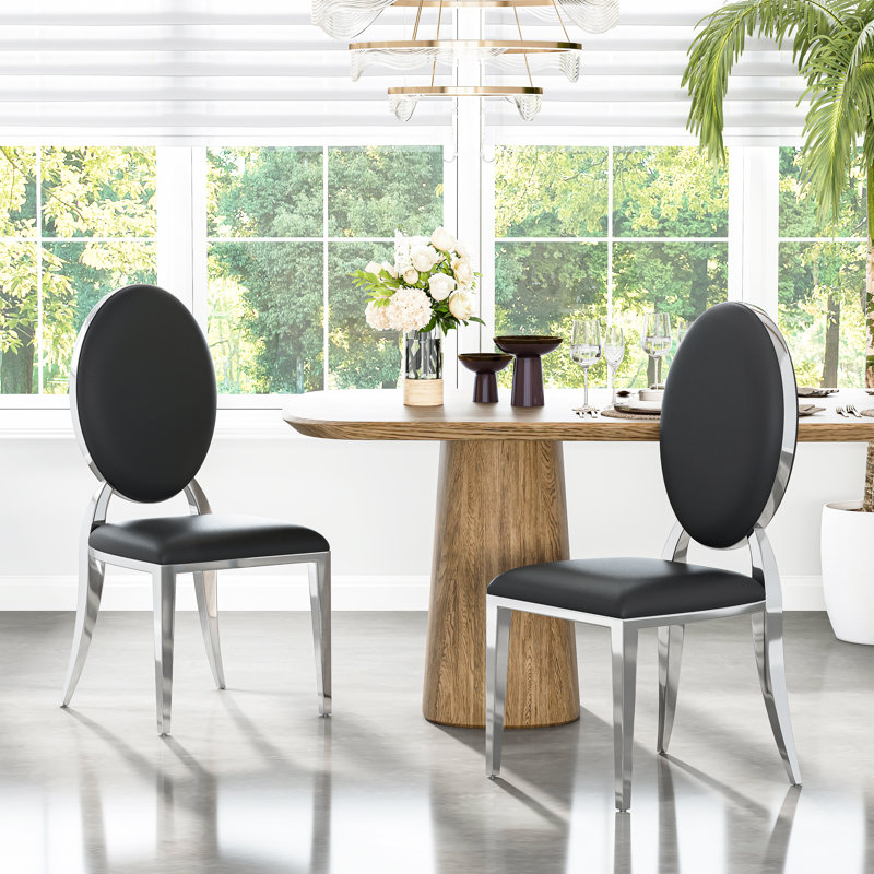 Chaise moderne en similicuir , Argent argent, Noir