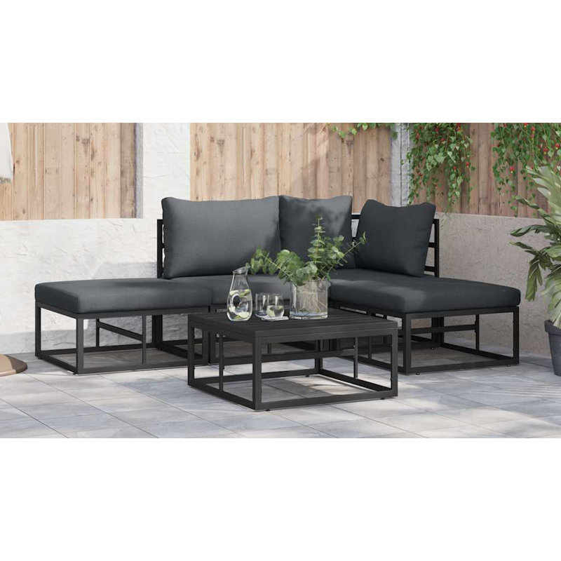  Garden Sofa Set With Cushion 4 Pcs Black Aluminium