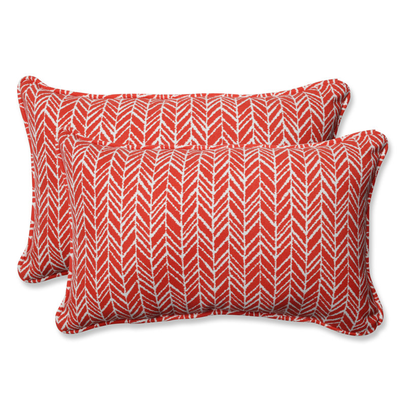 Yellow and Off-White Herringbone Lumbar Throw Pillow Set
