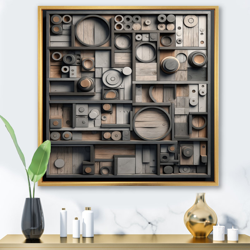 Cubic Geometric Dreams III sur impression sur toile, Cadre flottant doré, H 24 po x l 24 po x P 1 po
