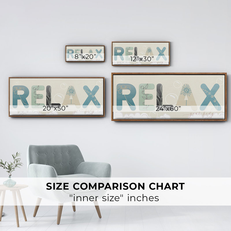 Relax Your Body- Framed Canvas, 12" H x 30" W