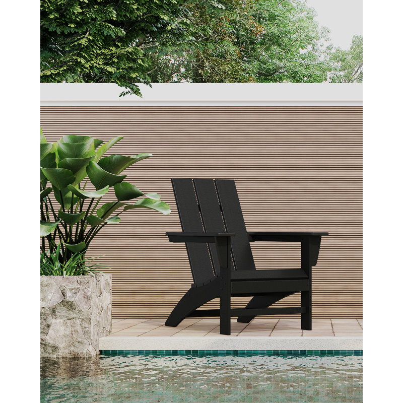 POLYWOOD Modern Adirondack Chair, Black