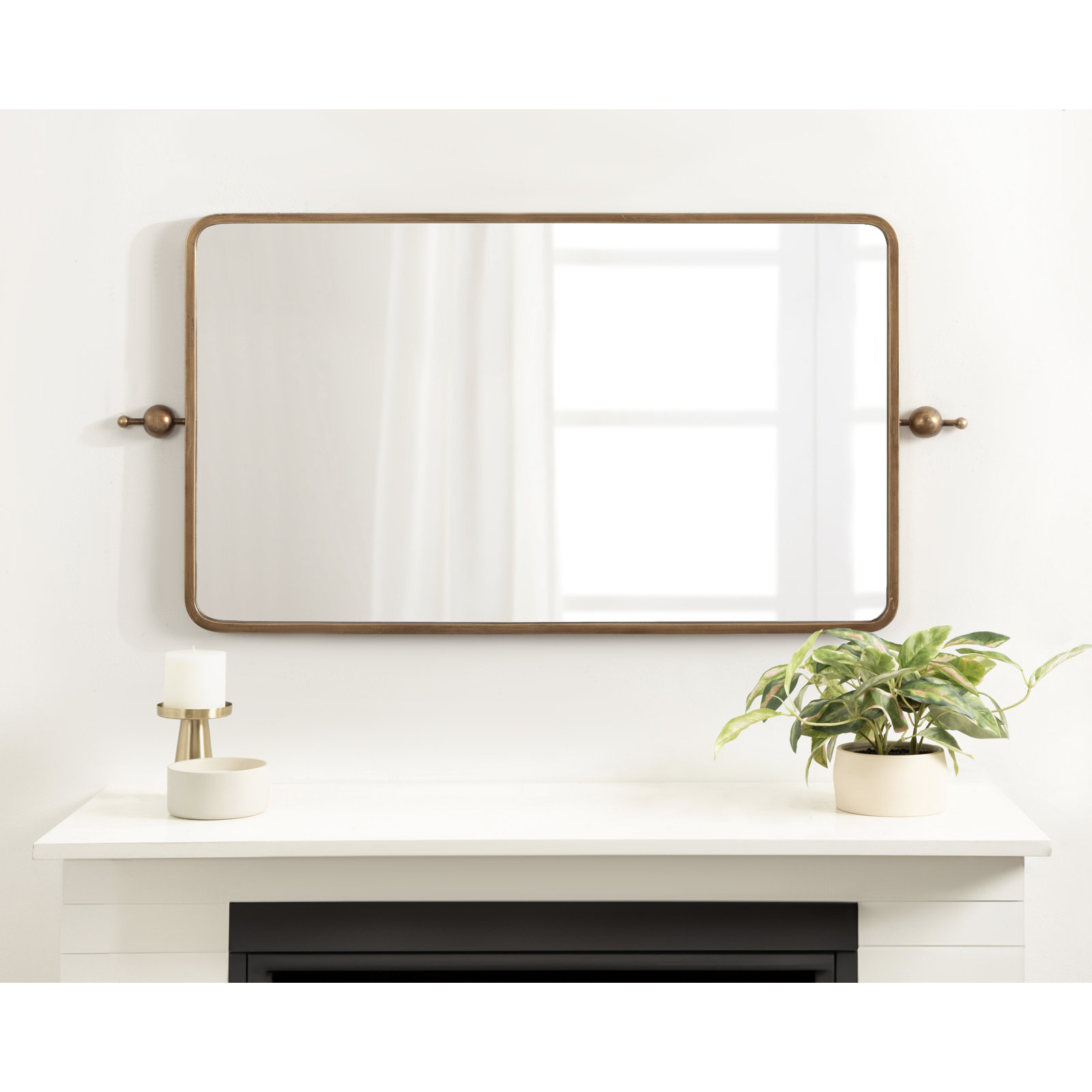 Kasota Rectangle Skinny Panel Mirror, Gold, 40.5" x 20"