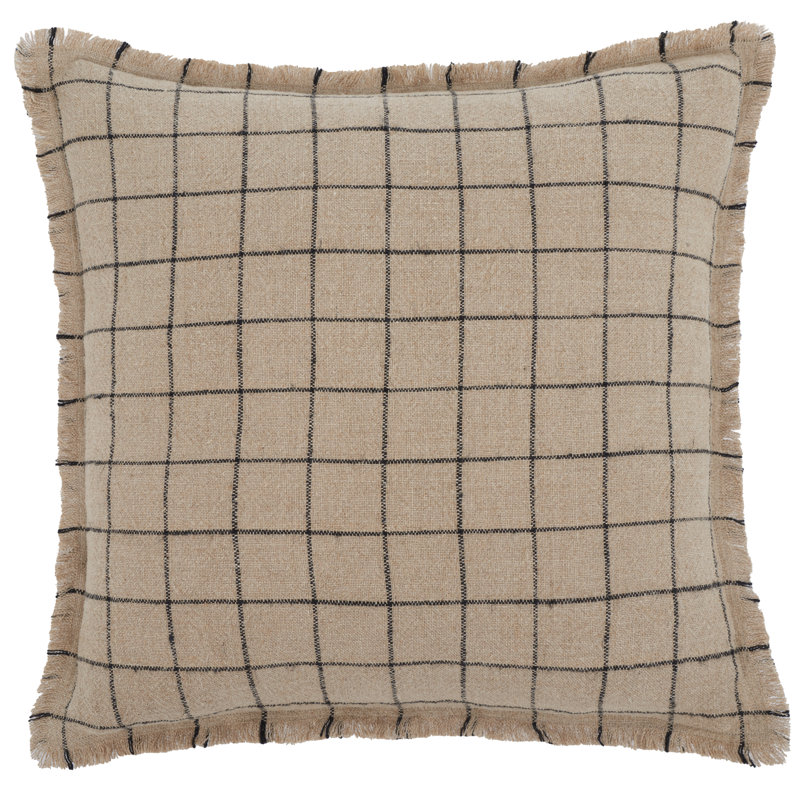  Coussin en lin naturel / noir 20 x 20