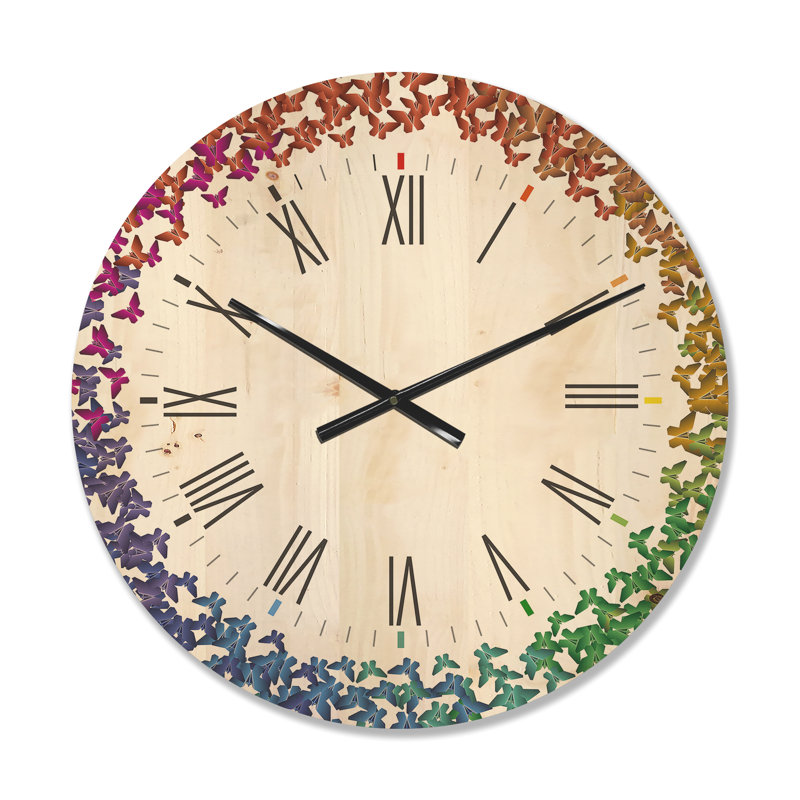 Horloge murale arc-en-ciel papillon Origami, Moyen