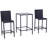 3Pcs Rattan Bar Set With Glass Top Table, 2 Bar Stools For Outdoor, Patio, Garden, Poolside, Backyard