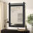 Keira-Mai Barn Door Bathroom Mirror, Black Wood Frame Wall Mounted Vanity Mirror with Metal Hanging Rod, Farmhouse Industrial Rectangle Wall Mirror for Bathroom-1208983963-1214536497