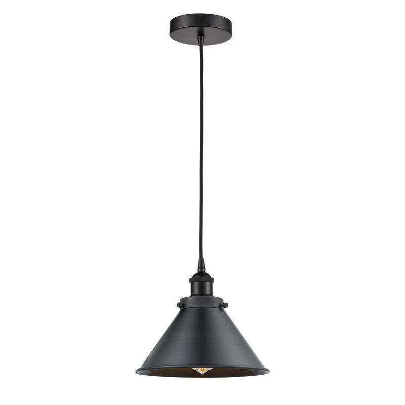 Matte Black Single Cone Pendant Light with Adjustable Cord
