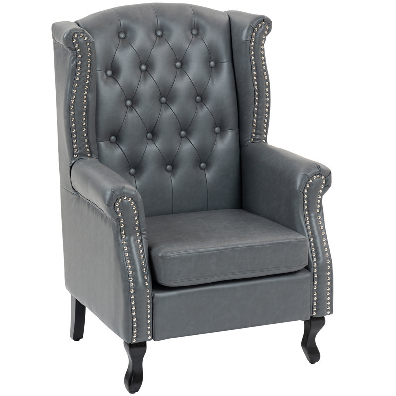 Daliza Faux Leather Wingback Chair, Grey