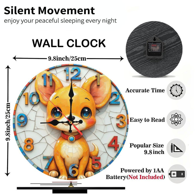 Horloge murale colorée pour chien