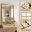 Rectangular grid right-angle wall mirror, black and gold, multiple sizes-2128704479-2128704478