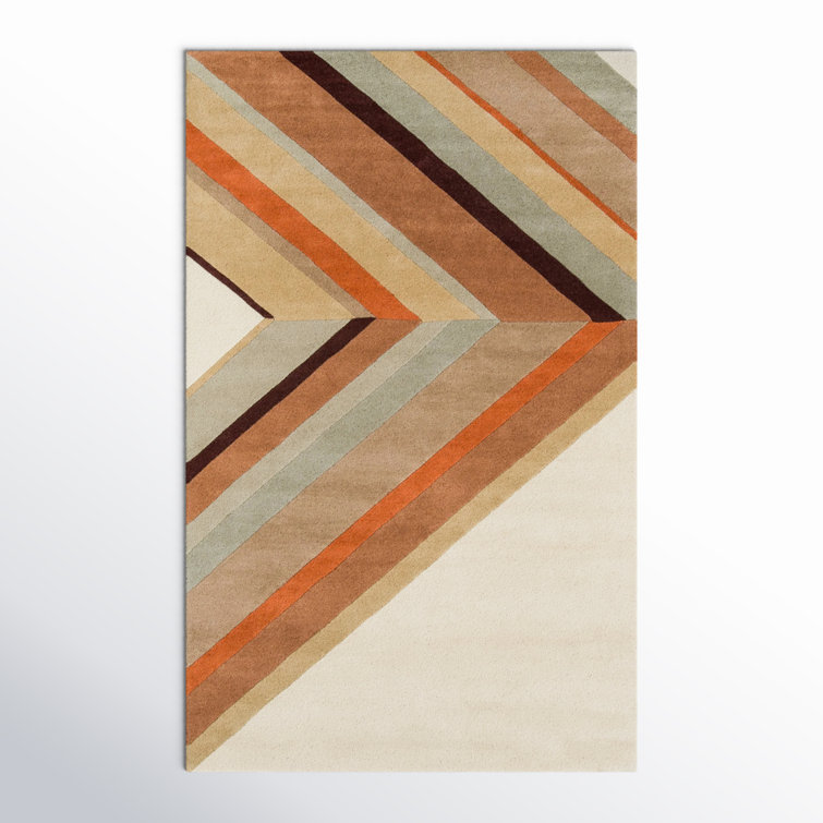 Chevron Handmade Tufted Wool Brown/Beige Area Rug