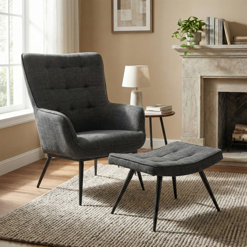 Jessamine Armchair with Footstool, Grey