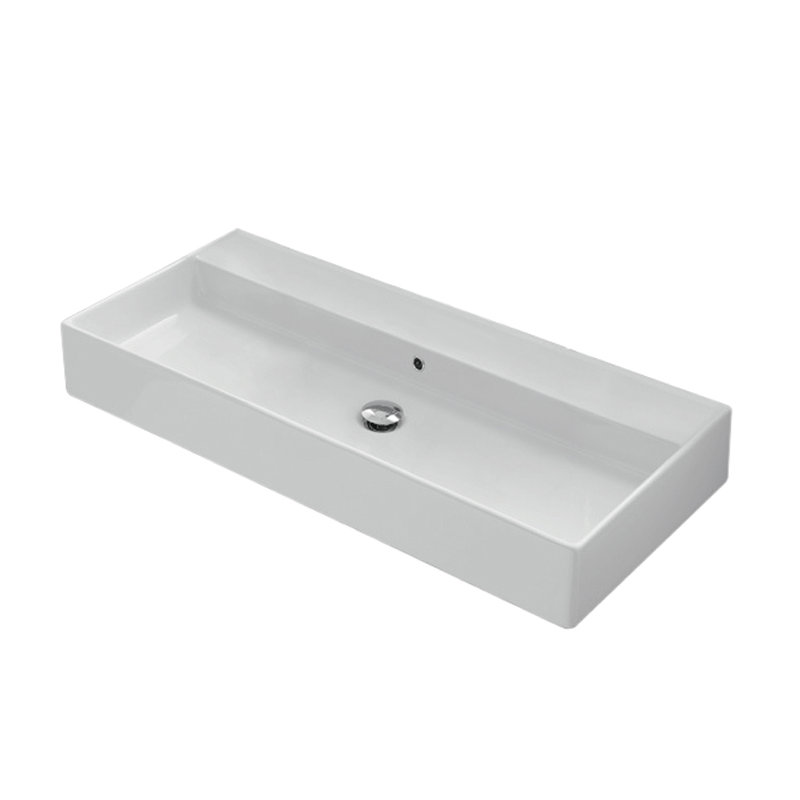 Lavabo de salle de bain vasque rectangulaire en céramique avec trop-plein Teorema