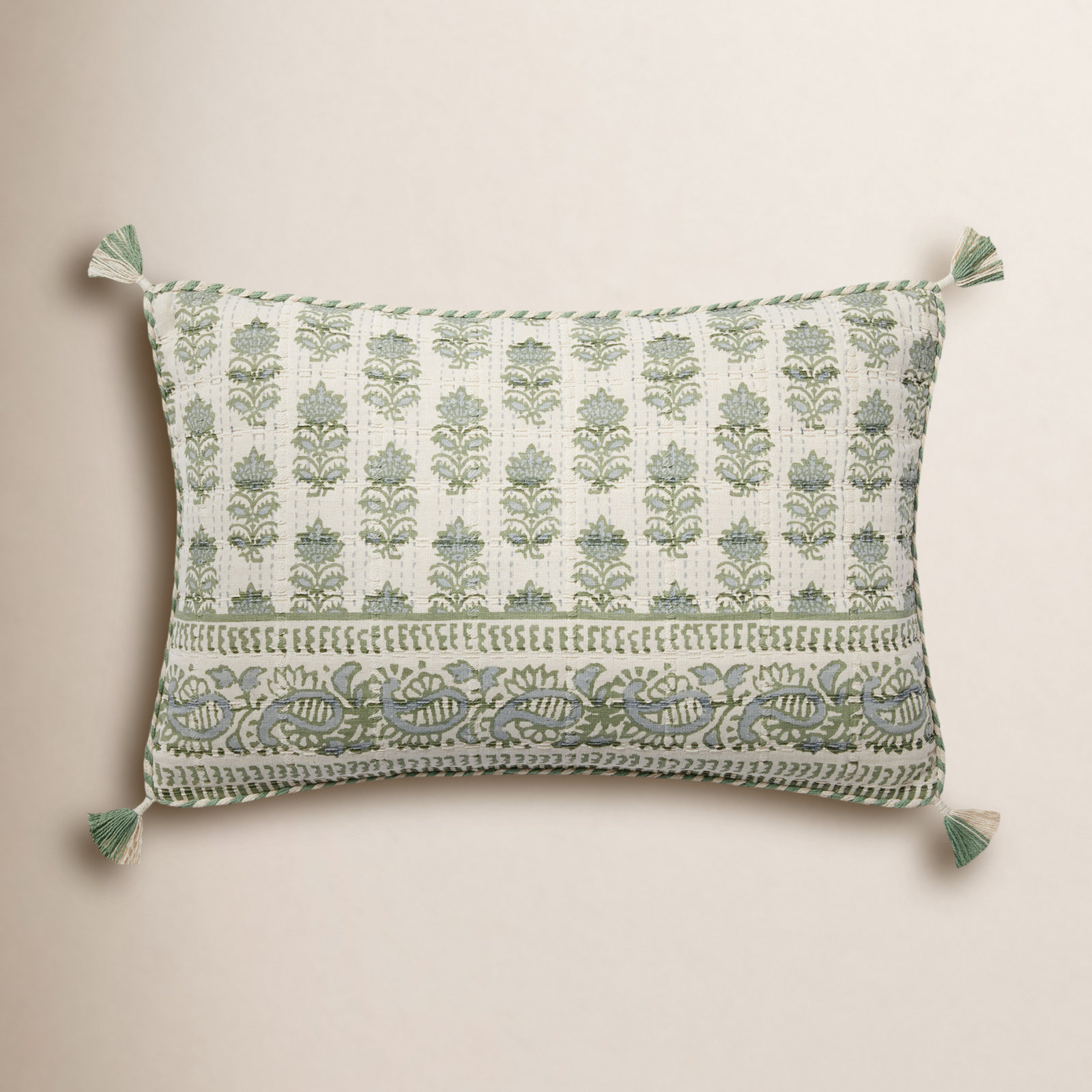 Tassels Lumbar Throw Pillow, Down
