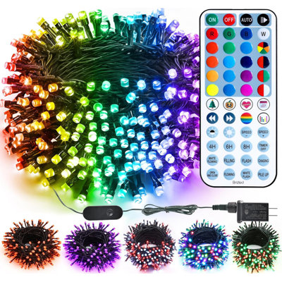 66Ft 200 LED RGB Color Changing Lights - Music Sync 120+ Modes Remote Dimmable, Indoor Outdoor Plugin Lights For Christmas Halloween Party Tree Decor
