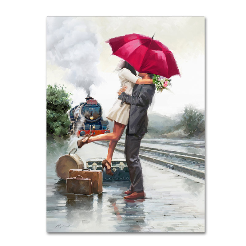 Art mural sur toile tendue - Art mural «Couple on Train Station» par Macneil Studio pour le salon, la chambre à coucher ou le bureau - 24 x 32
