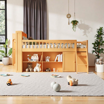 Dreamy White Twin Loft Bed with L-Shaped Desk & Smart Storage Staircase | Space-Saving All-in-One Design
