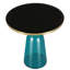 Table de bout ronde 19 po avec plateau en verre fritté et bordure en or brossé et base en verre trempé-109375855-125120047