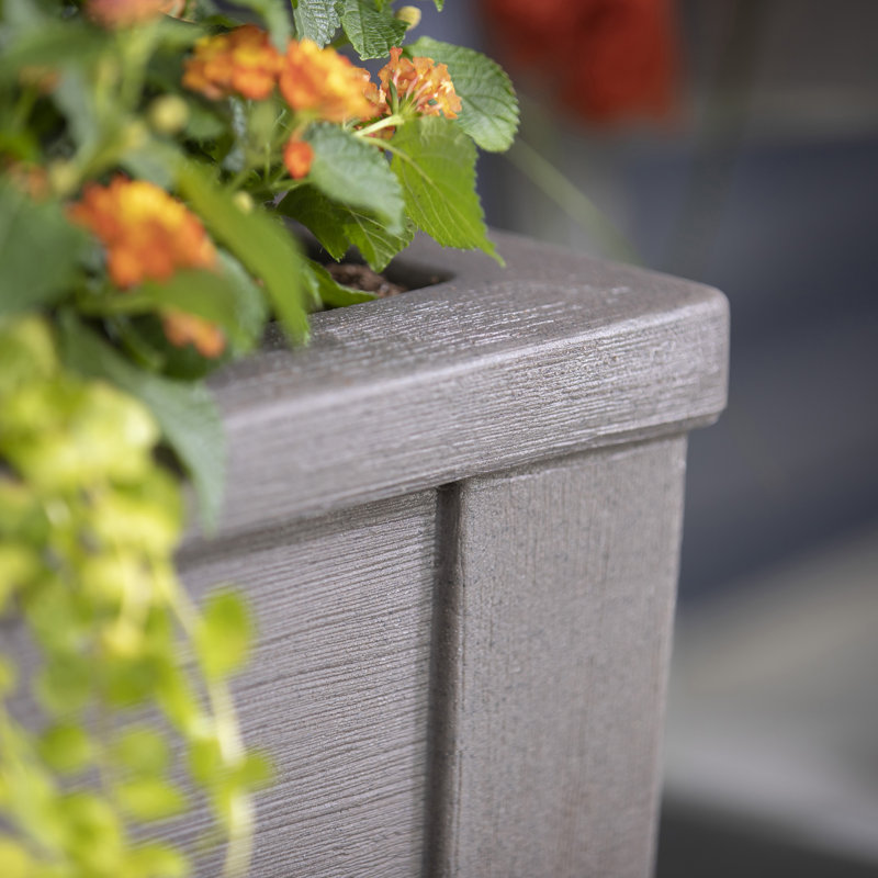 Lakewood Dark Cedar Resin Square Self-Watering Planter Box