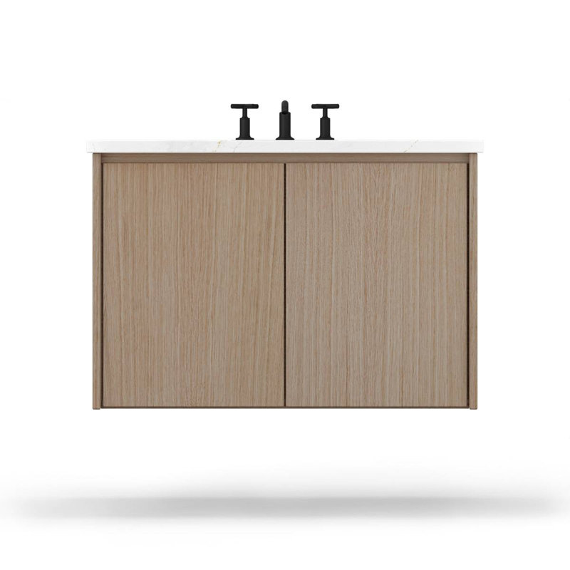 Gilded Single Bath Floating Vanity, Natural Weathered, 24"