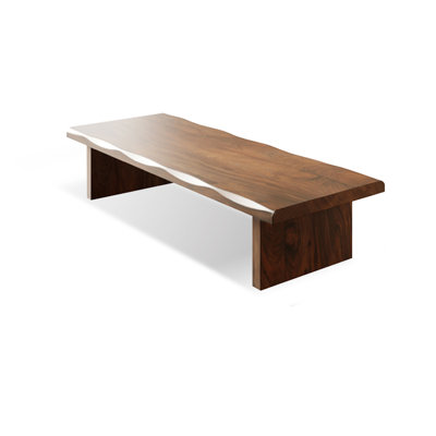 Table basse rectangulaire en bois massif noisette