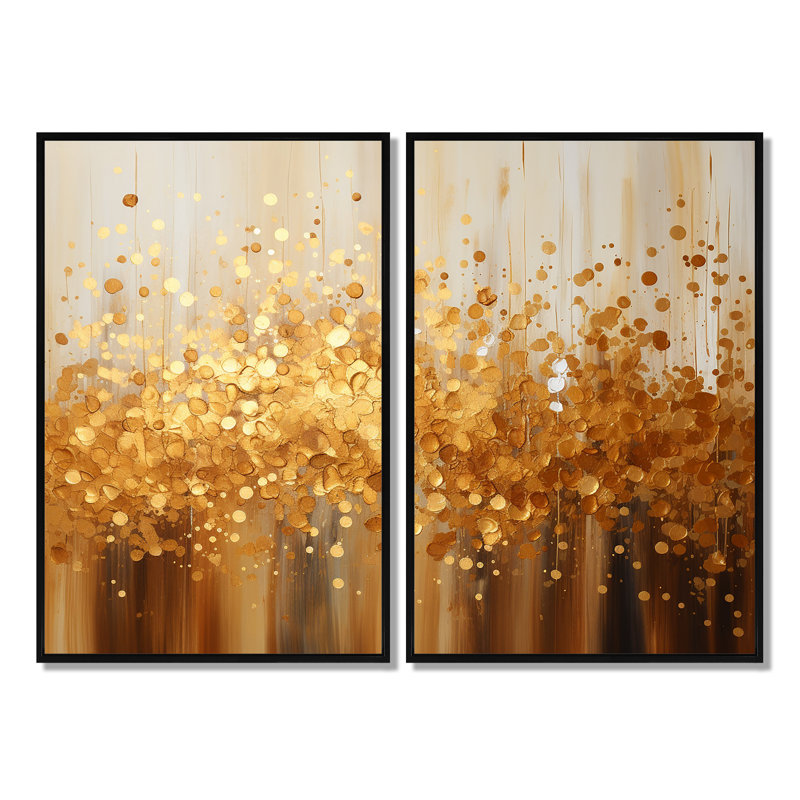 Golden Radiance II - ensemble d'art mural jaune de 2, H 36 po x l 48 po, Impression encadrée flottante, Noir