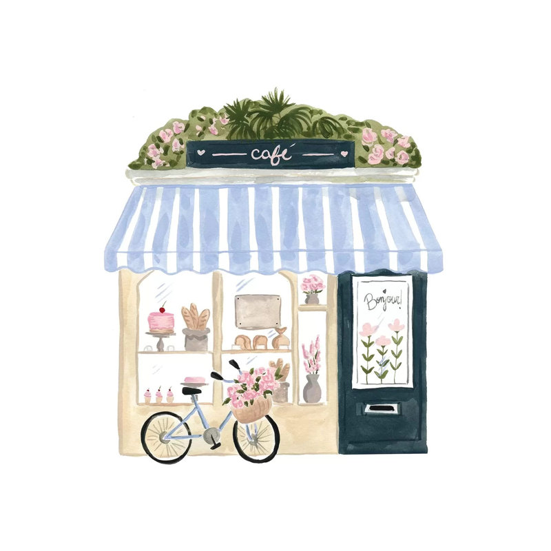 Parisian Café 1 Piece Wrapped Canvas Painting, 30.48cm H x 30.48cm W x 1.91cm D