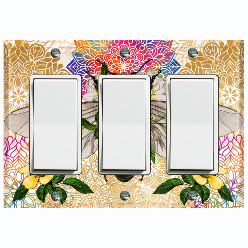 Patterned 3 - Gang Toggle Light Switch Standard Wall Plate