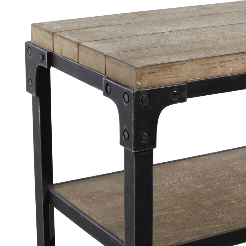 Console en bois brun à 2 tablettes