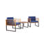Ensemble de conversation 3 pièces en bois d'acacia de patio avec fauteuils rembourrés