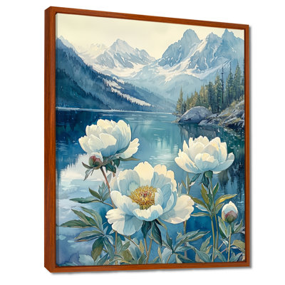Pivoines au bord du lac de montagne en hiver II - pivoines, reproduction sur toile